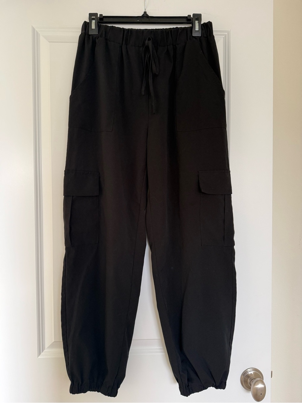 SHEIN Black Cargo Joggers with Drawstring